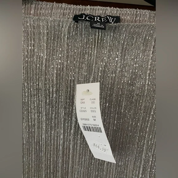 J. Crew Sheer metallic boatneck top in Silver Metallic Sz M new - Picture 3 of 9